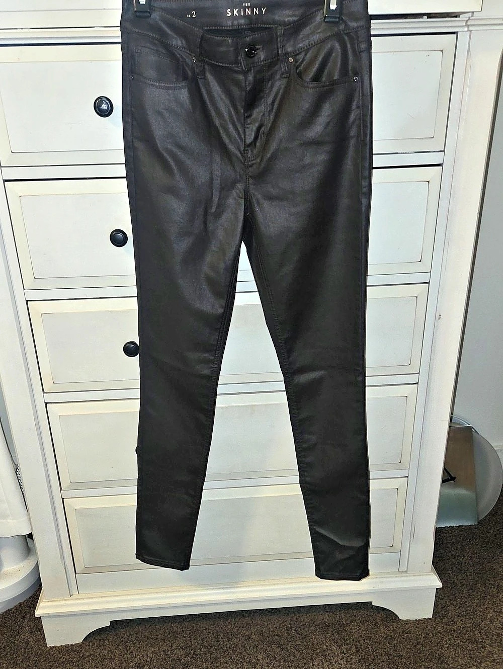 Chocolate Brown Skinny Coated Denim Pants